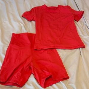 Women's Red Athletic Shorts Set